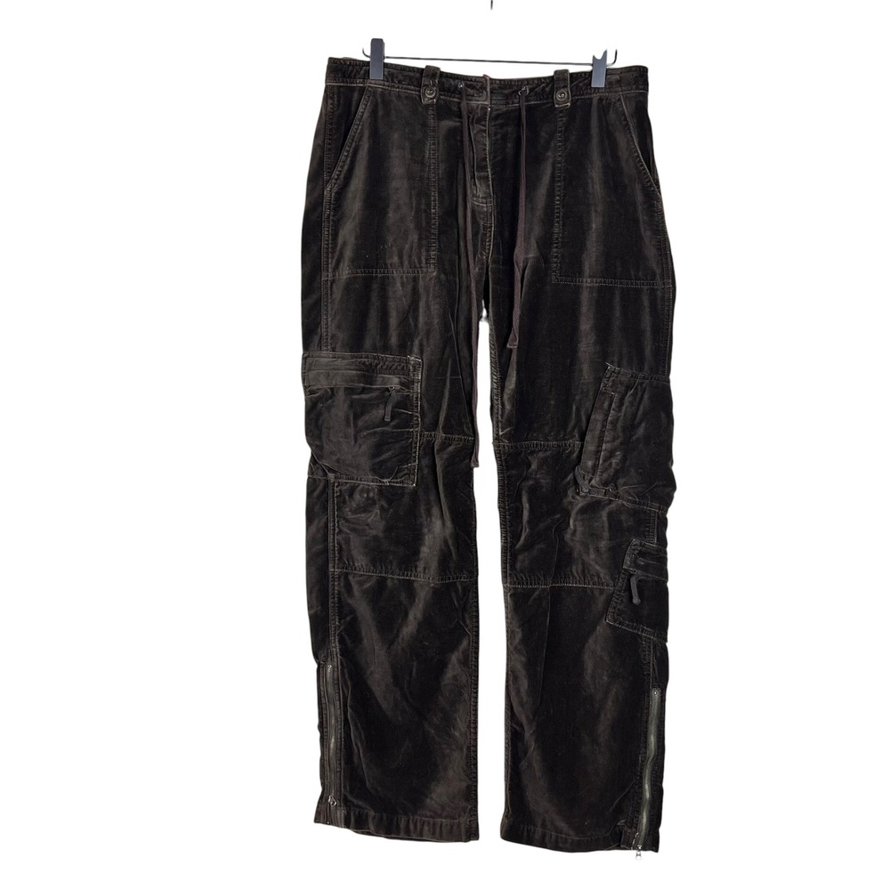 Sundance Dark Brown Velvet Cargo Pants Women Size 8 Straight Leg Utility Zipper